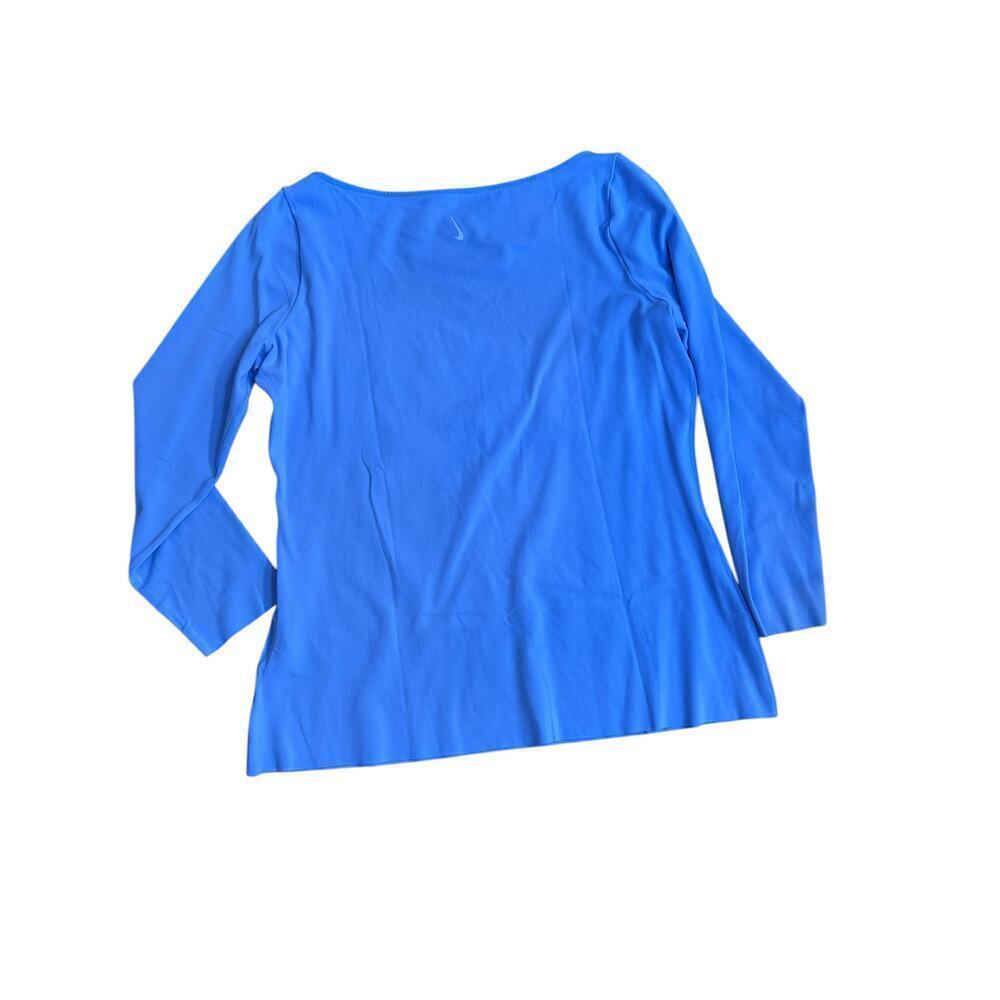 NIKE Yoga Dri Fit Women’s Blue Long Sleeve Training Stretch T-Shirt Size Large - Picture 4 of 6